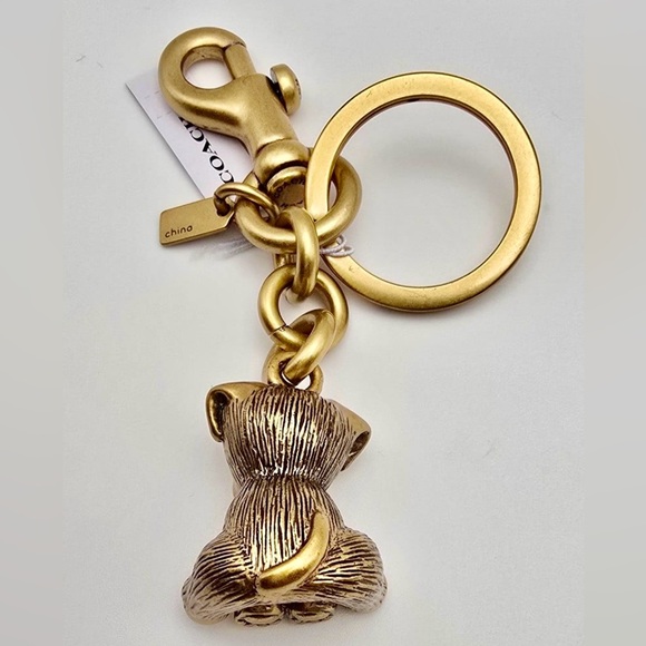 Coach gold brass hardware puppy dog ketchain bagcharm new with tags - Picture 3 of 4